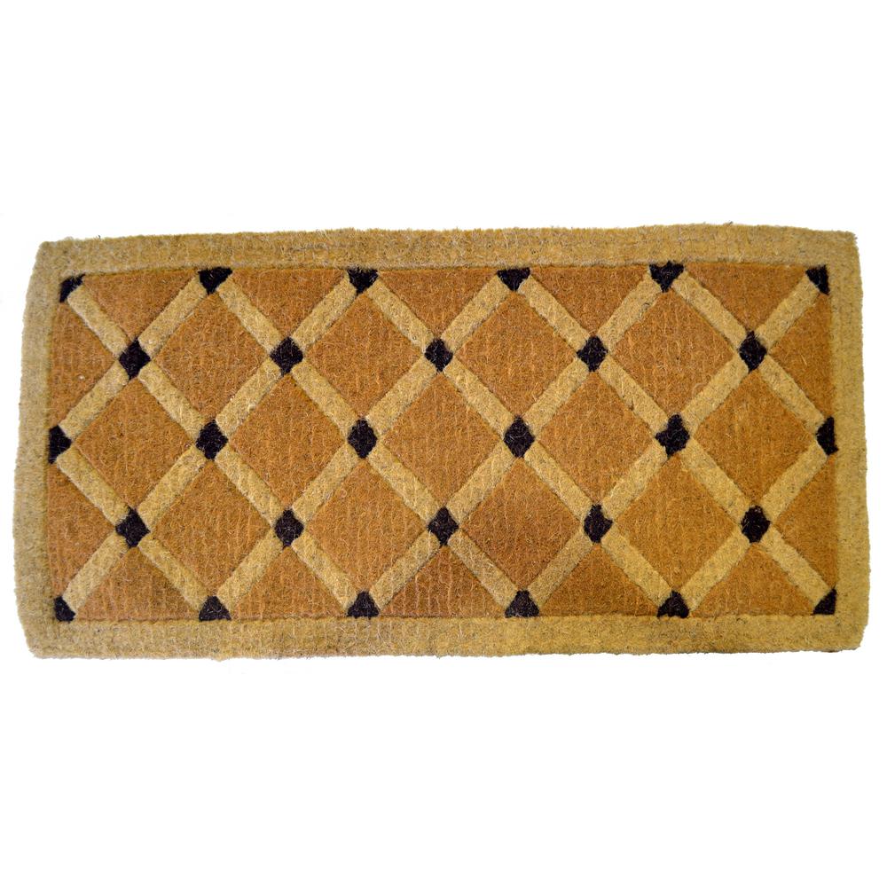 Imports Decor Traditional Cross Board 48 In X 24 In Natural Coconut Husk Coir Door Mat