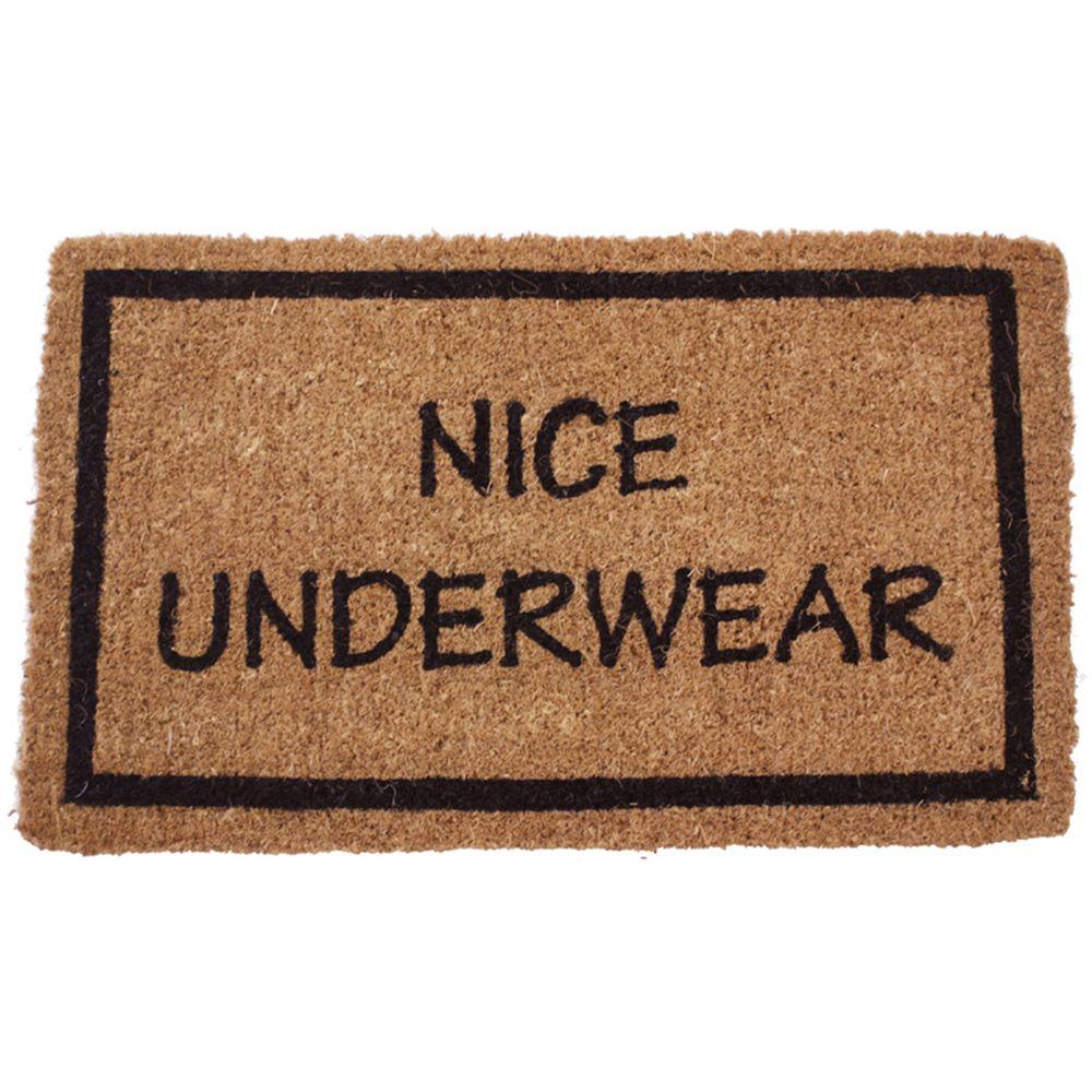 Entryways Nice Underwear 17 inch x 28 inch Non Slip Coir Door Mat by Entryways