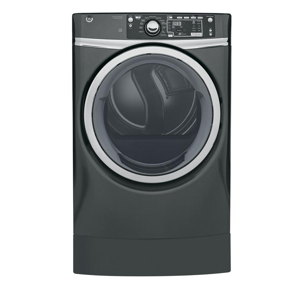 Ge 8 3 Cu Ft 120 Volt Diamond Gray Gas Vented Dryer With Steam And 120 Volt Diamond Gray Gas Vented Dryer With Steam And