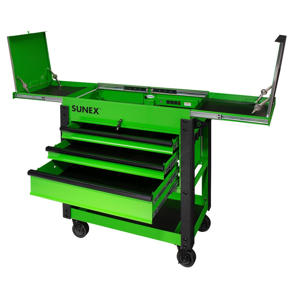 Sunex 37 In 3 Drawer Slide Top Utility Cart In Lime Green
