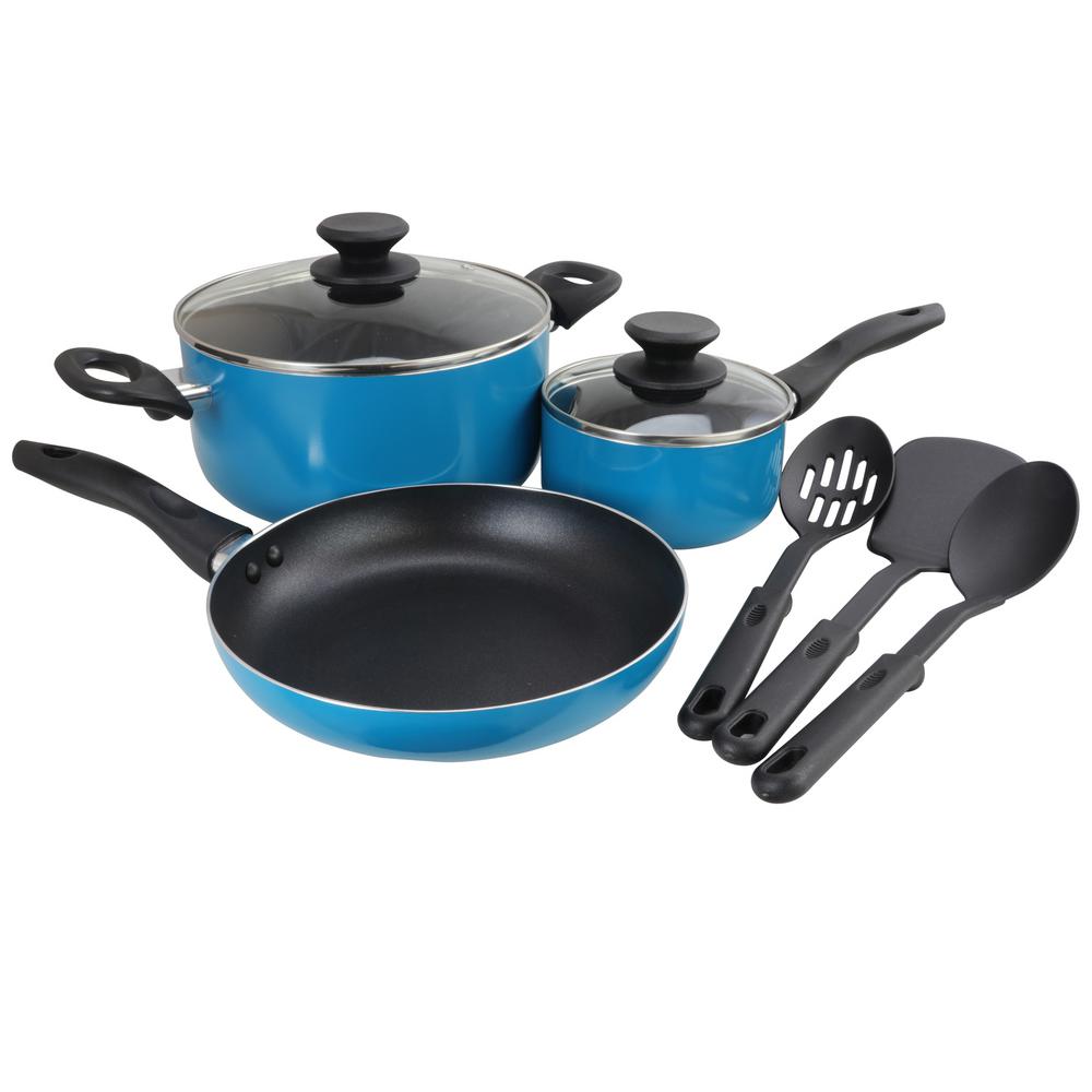 Gibson Home Palmer 8Piece Turquoise Cookware Set with Lids985106063M