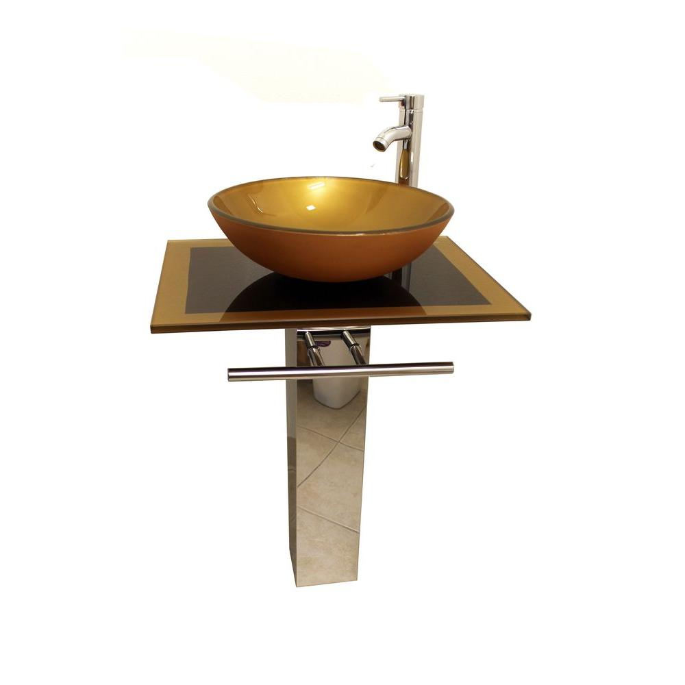 Kokols Parvati Pedestal Combo Bathroom Sink in Mustard