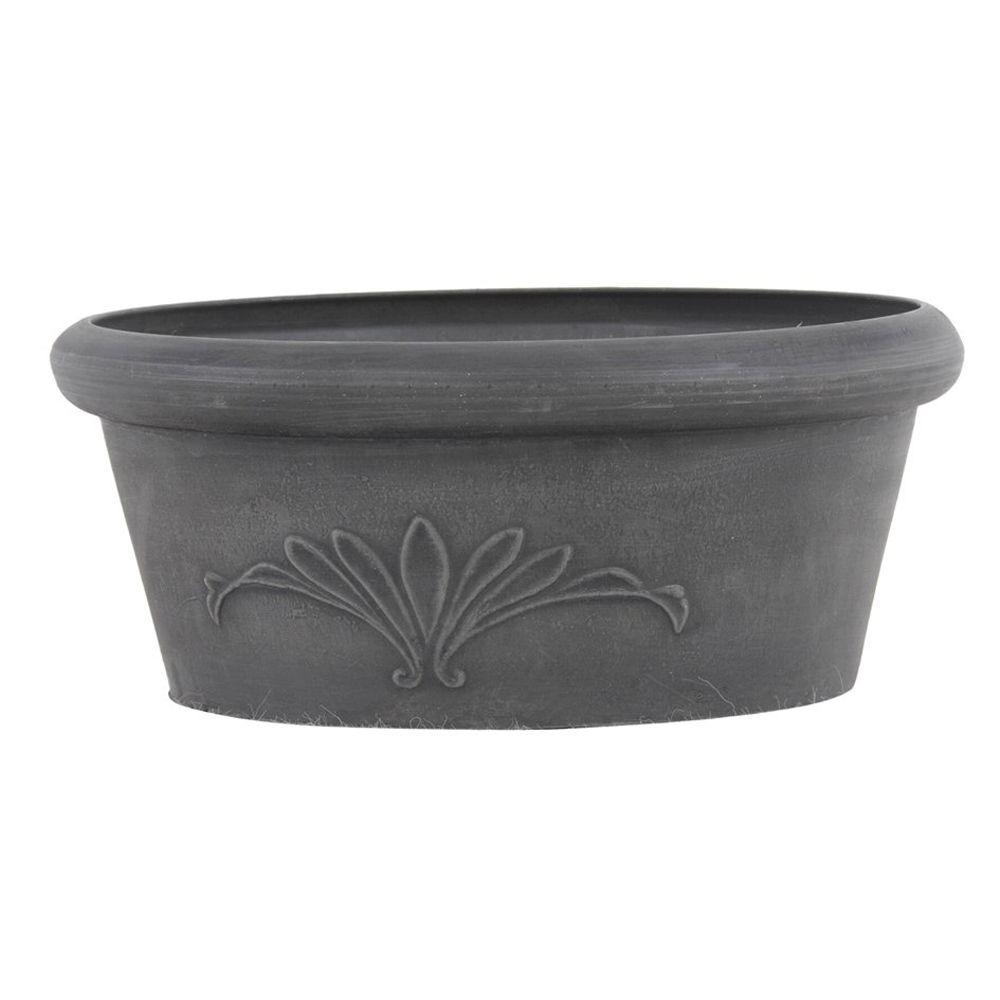 Arcadia Garden Products 12 in. x 5 in. Dark Charcoal PSW Bulb Pan Pot