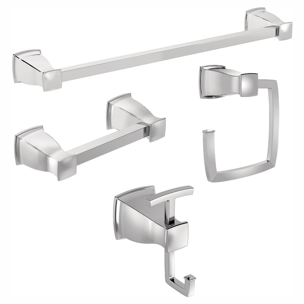 Towel bar Moen Adler Chrome Bathroom kit Toilet paper Holder Towel ring