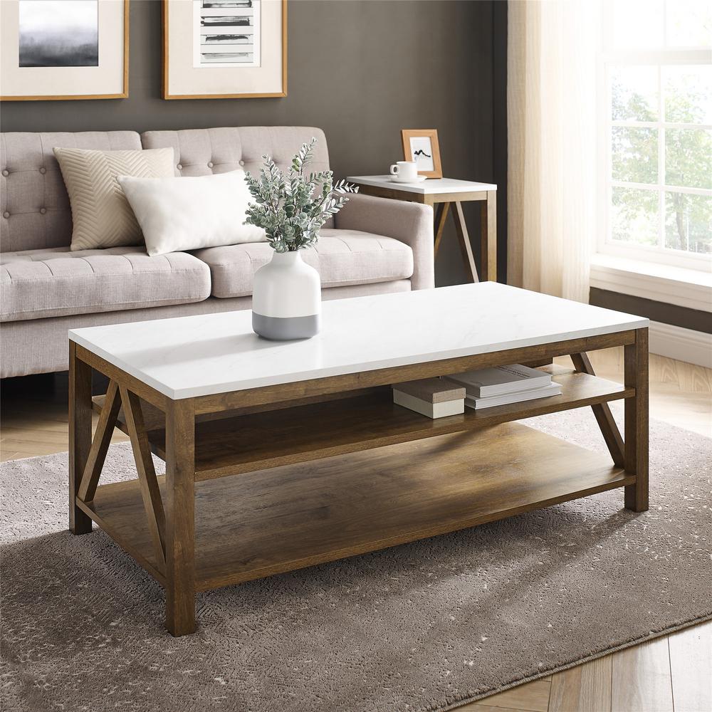 Welwick Designs 48 In Faux White Marble Natural Walnut Large Rectangle Wood Coffee Table With Shelf Hd8623 The Home Depot - Marble Wood Coffee Table Welwick Designs 48 In Faux White Marble Natural Walnut Large Rectangle Wood Coffee Table With Shelf Hd8623 The Home Depot - Marble Wood Coffee Table