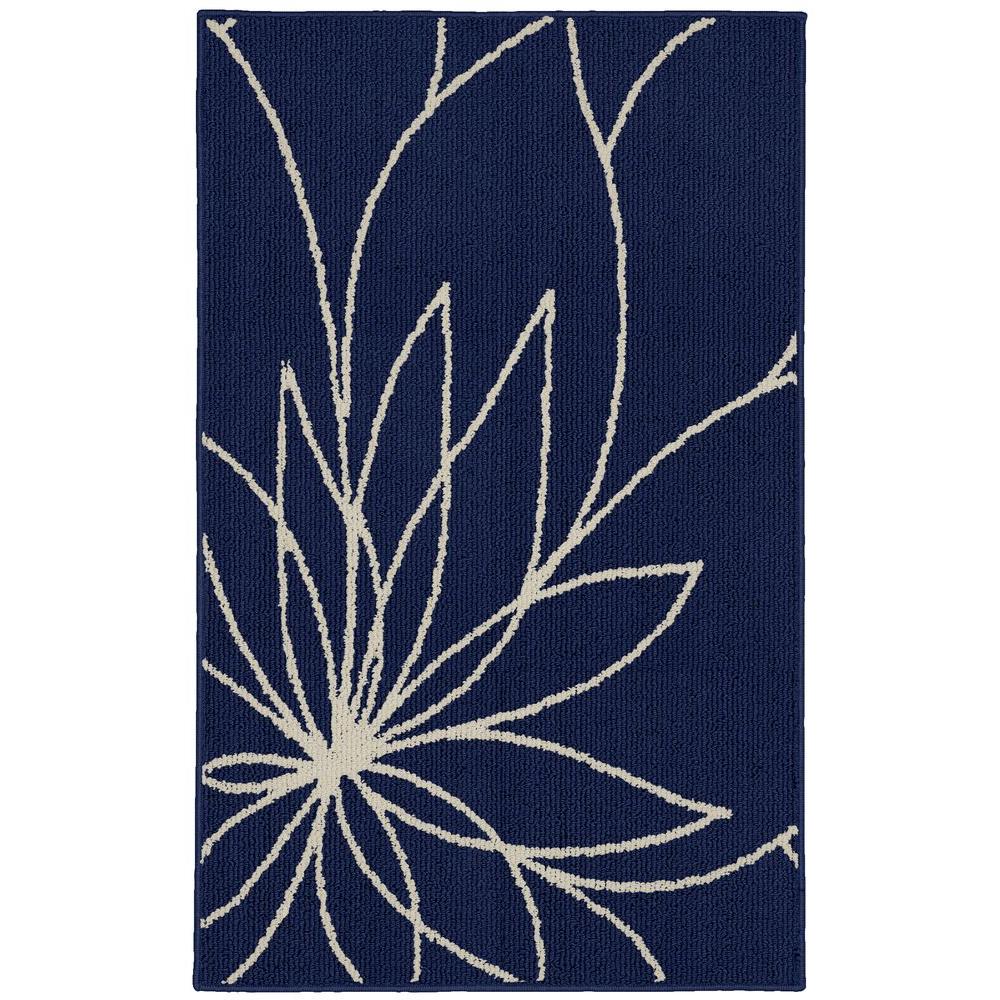 Garland Rug Grand Floral Indigo/Ivory 2 ft. 6 in. x 3ft. 10 in. Accent