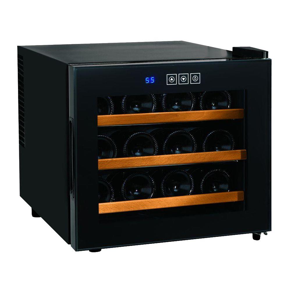 Wine Enthusiast Silent 12-Bottle Touchscreen Wine Cooler with Wood