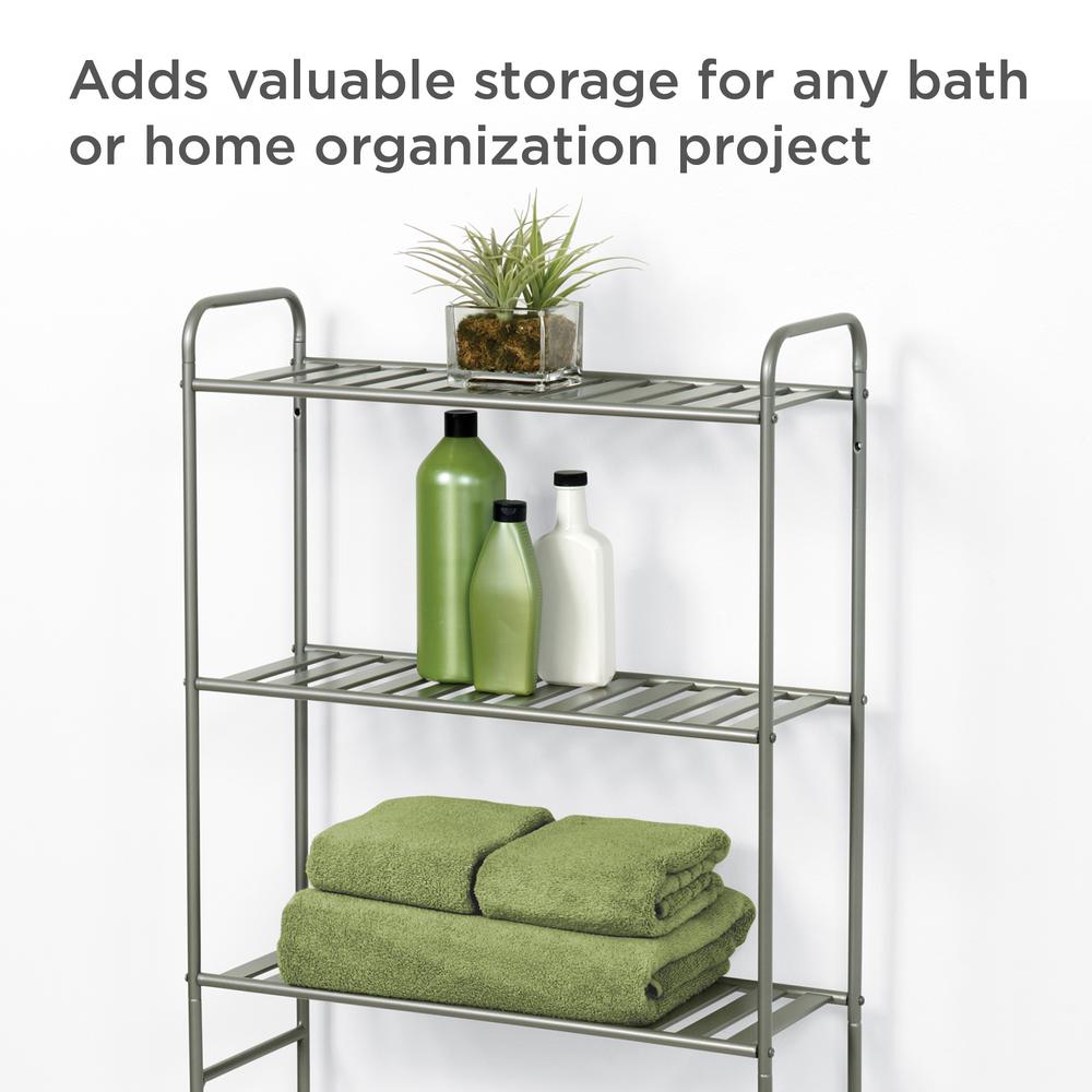 Sturdy 3 Tier Home Bath Storage Rack Steel Satin Nickel Standing Space Saver
