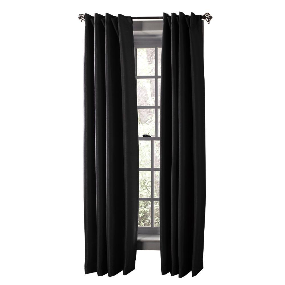 Solaris Blackout Black Media Back Tab Curtain 1622300 The Home Depot