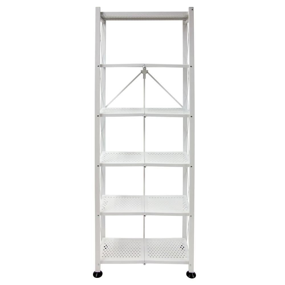 Origami 6-Tier Folding Multipurpose Bookcase in White-RB-03 - The Home