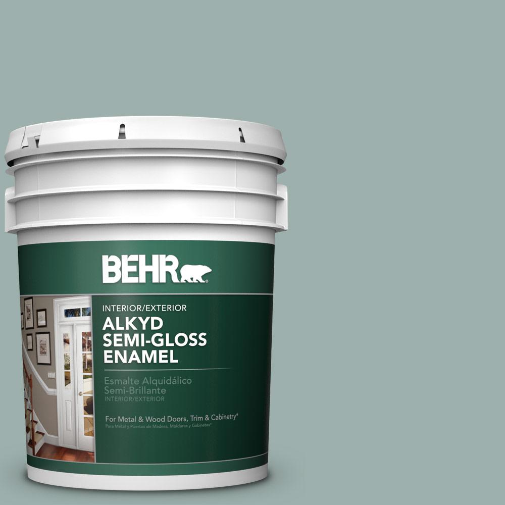 BEHR 5 gal. #N430-3 Garden Vista Semi-Gloss Enamel Alkyd Interior