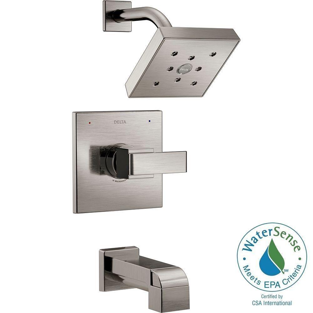 Delta Ara 1-Handle Tub and Shower Faucet Trim Kit in Stainless ...