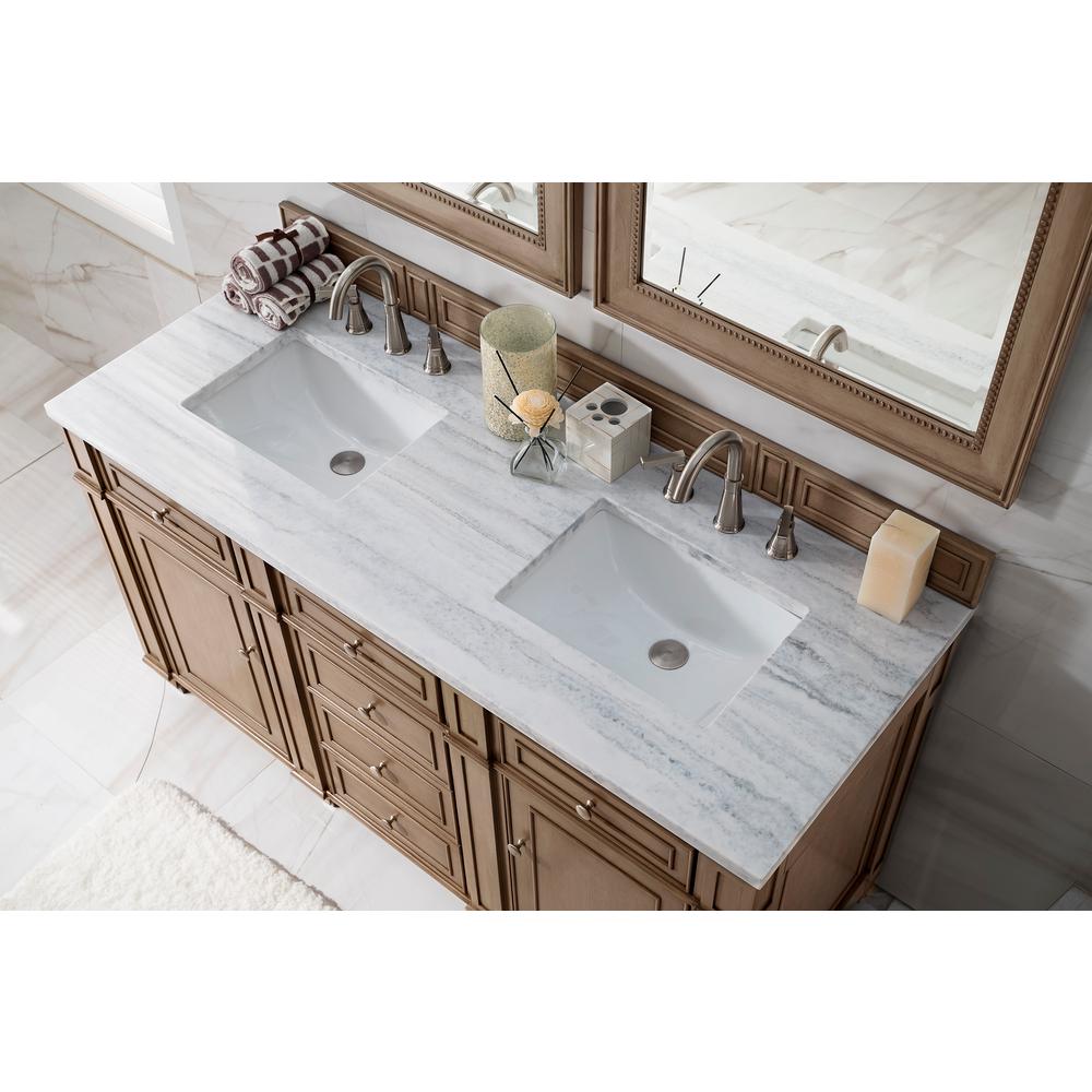 James Martin Vanities Bristol 60 In W Double Bath Vanity In Whitewashed Walnut With Solid Surface Vanity Top In Arctic Fall With White Basin 157v60dww3af The Home Depot