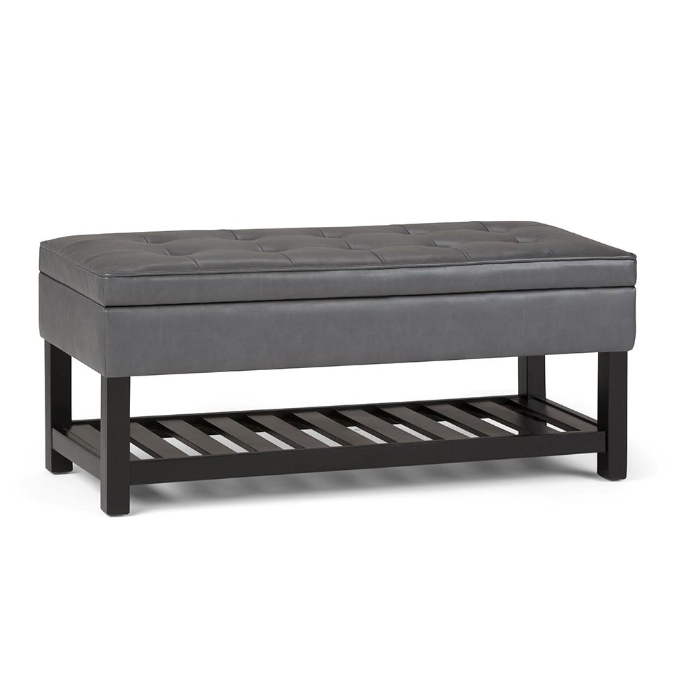 Simpli Home Cosmopolitan Stone Grey Entryway Storage Ottoman Bench Simpli Home Cosmopolitan Stone Grey Entryway Storage Ottoman Bench With Open Bottom