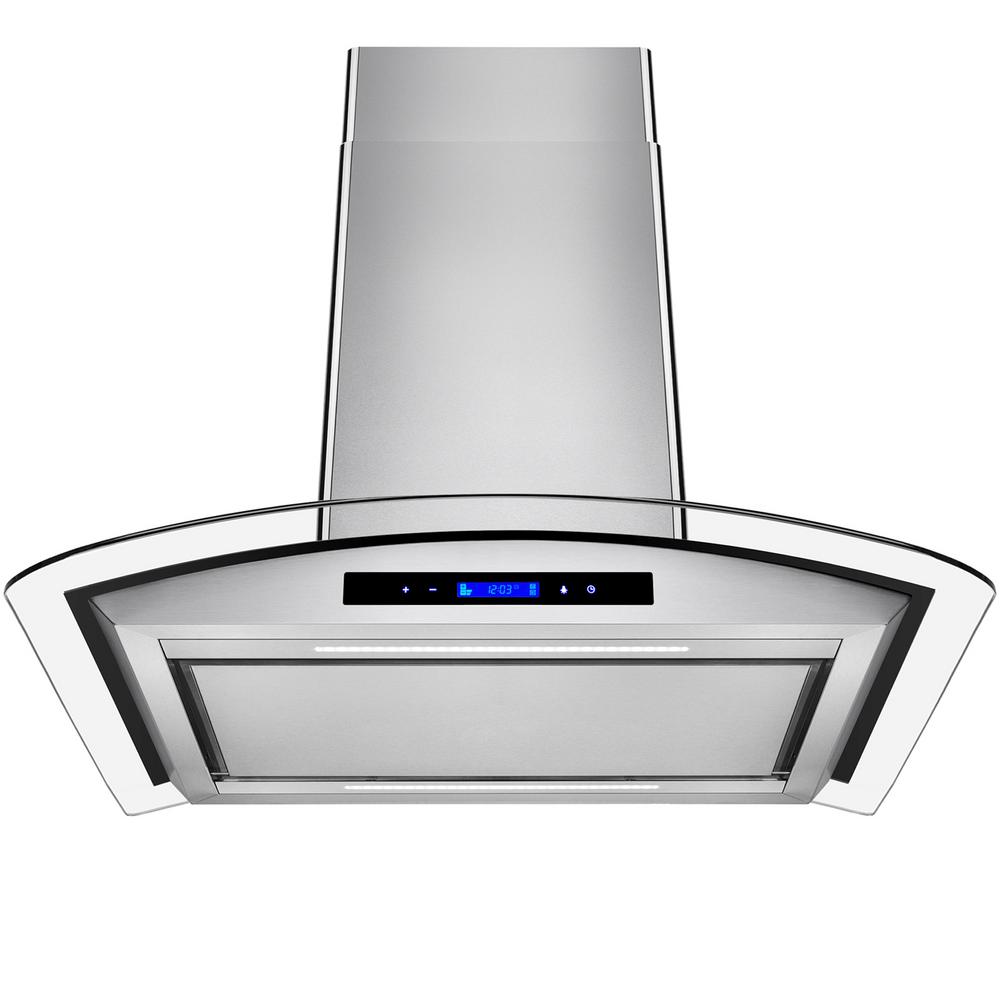 Akdy 30 In Convertible Island Mount Range Hood Stainless Steel Akdy 30 In Convertible Island Mount Range Hood Stainless Steel With Tempered Gl And