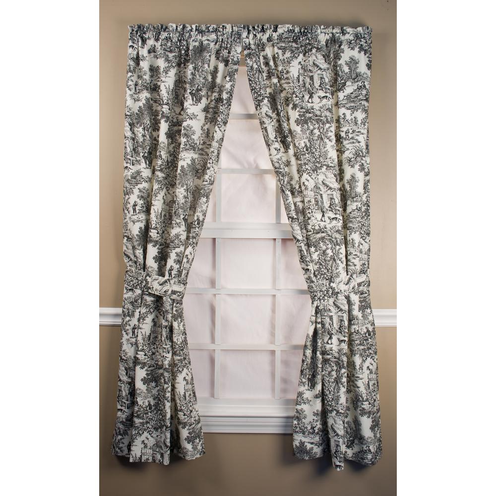 Ellis Curtain Victoria Park Toile Black Cotton Tailored Panel Pair