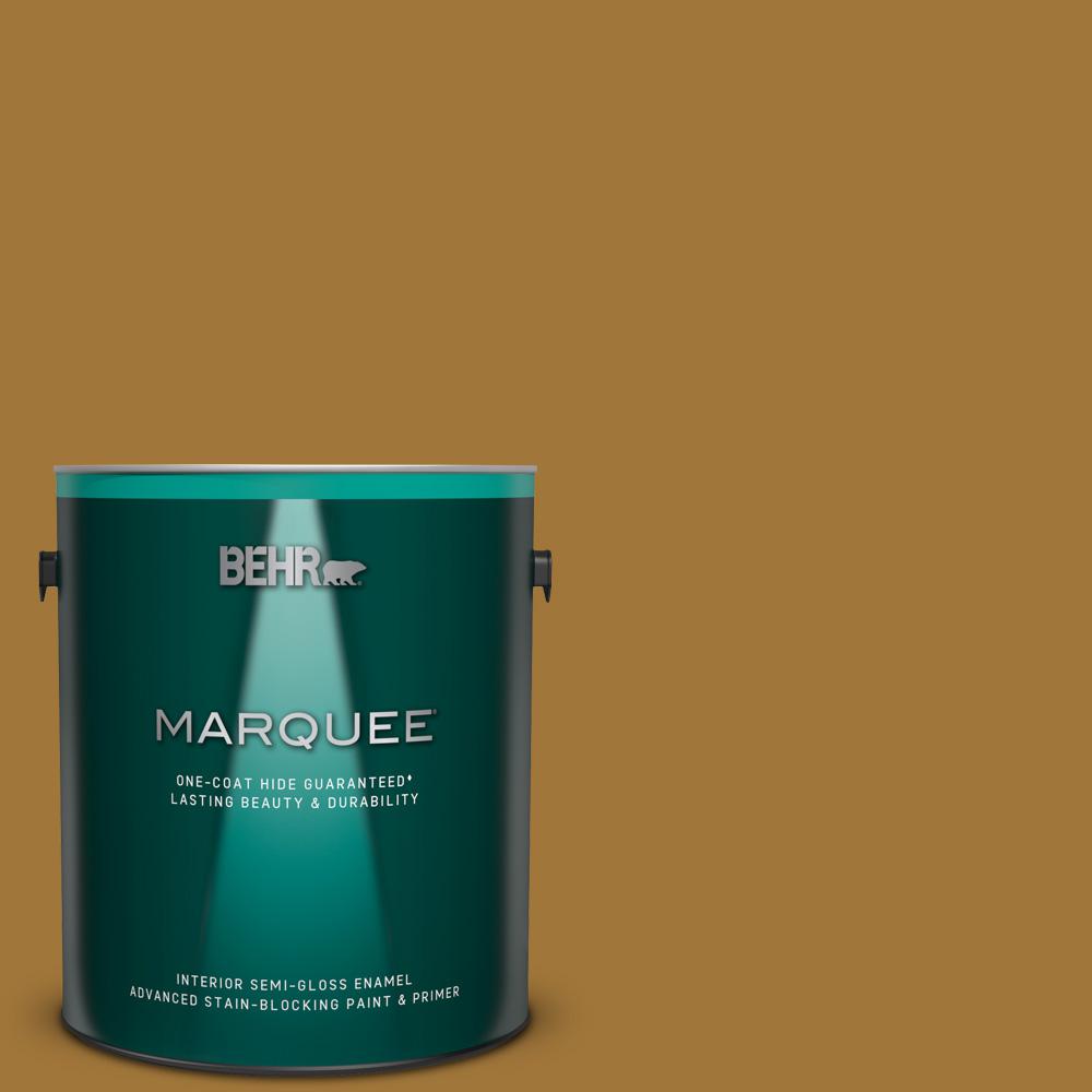 Behr Marquee 1 Gal 320d 7 Victorian Gold Semi Gloss Enamel Interior Paint And Primer In One