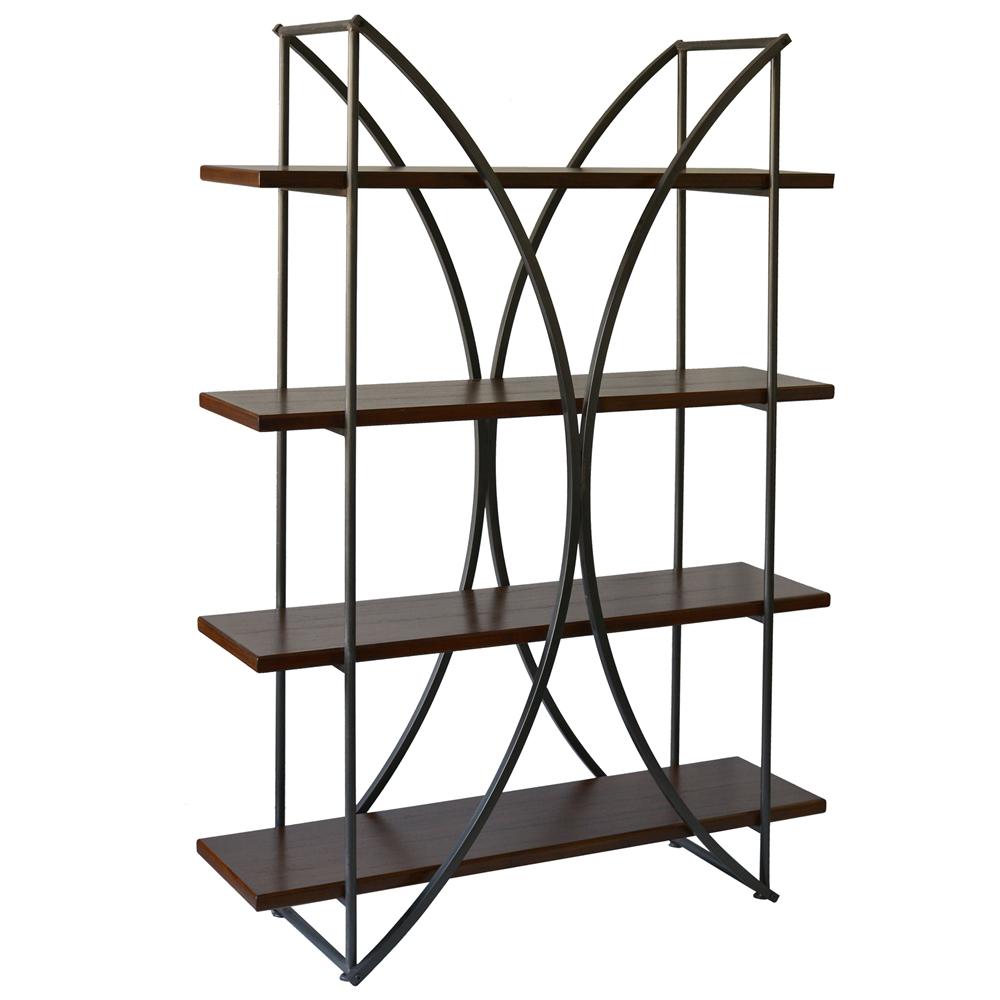 Litton Lane 72 in. Matte Black/Natural Metal 4shelf Etagere Bookcase