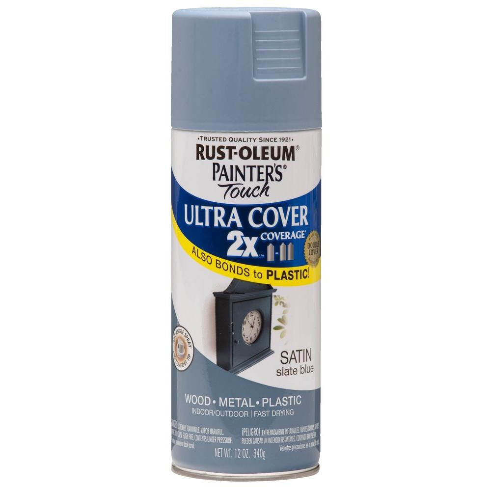 Rust Oleum Painter S Touch 2x 12 Oz Satin Slate Blue General Purpose Spray Paint The Home Depot