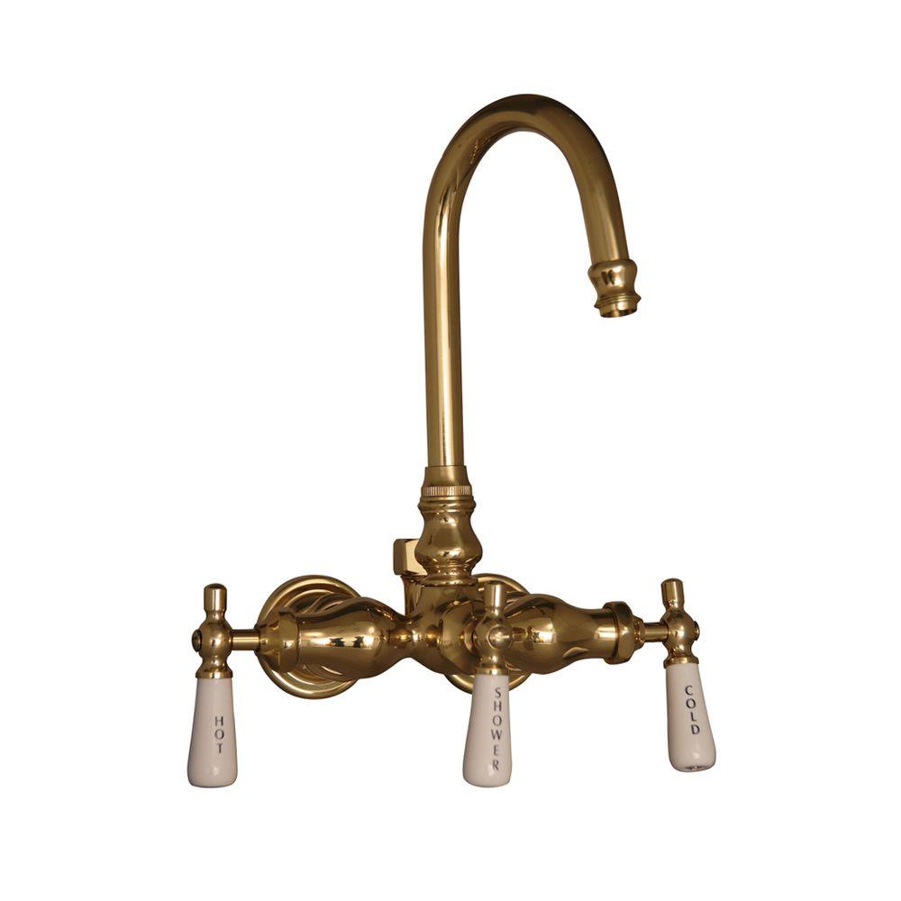 Pegasus 3 Handle Claw Foot Tub Faucet With Gooseneck Spout And