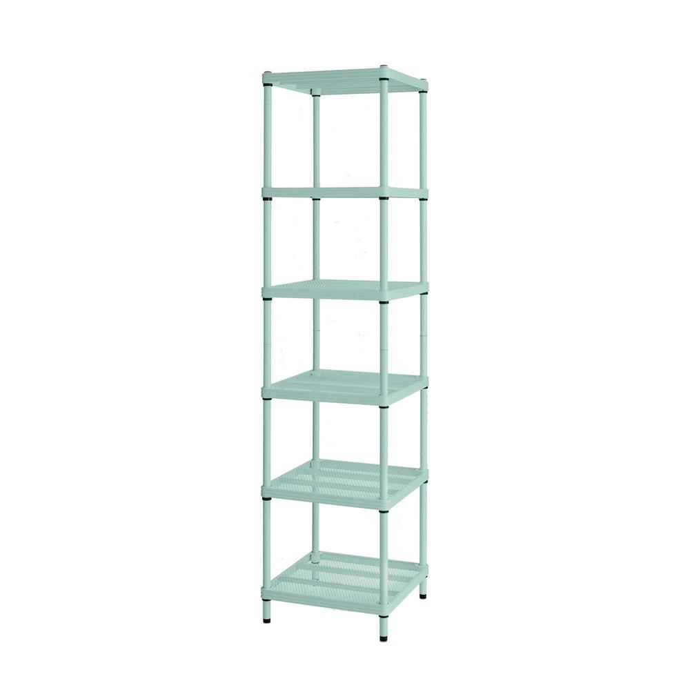 Design Ideas MeshWorks 6Shelf Metal Sage Green Freestanding Narrow Shelving Unit3419355 The