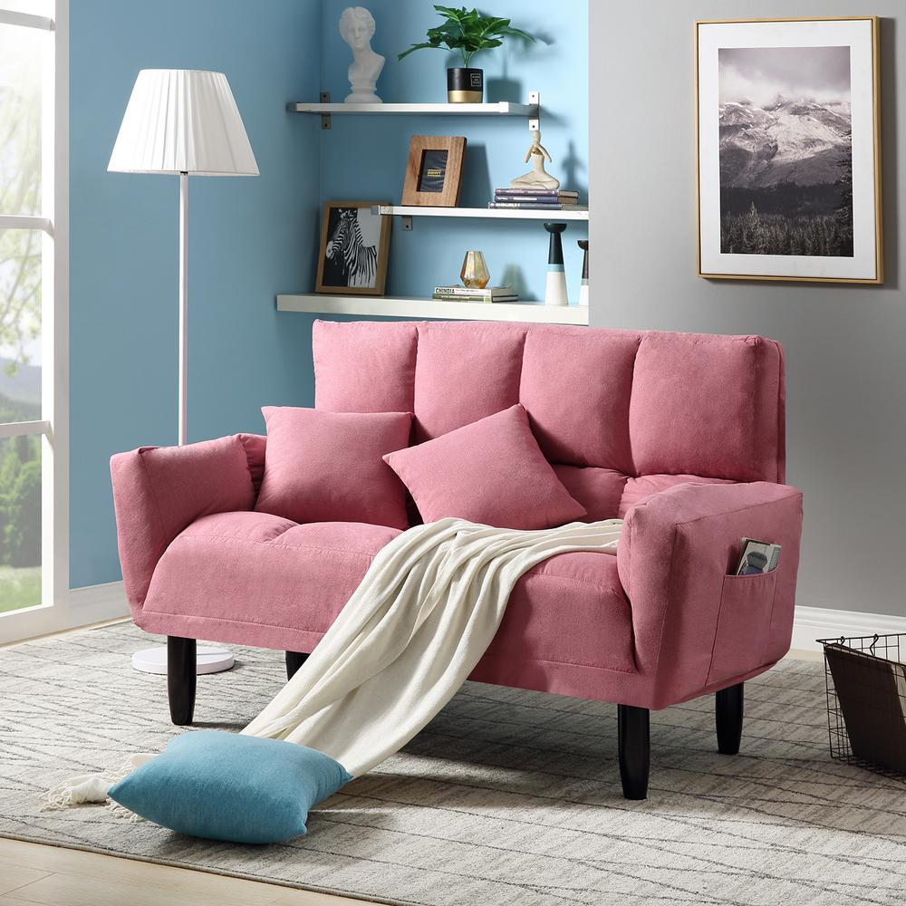 Harper & Bright Designs Pink Chic Loveseat Sleeper Sofa (Twin Size