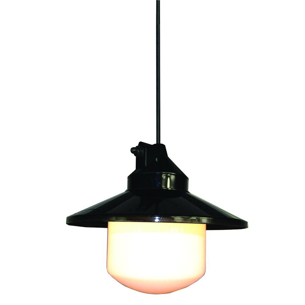 Polymer S Black Outdoor Portable Pendant With Large Globe And Shade