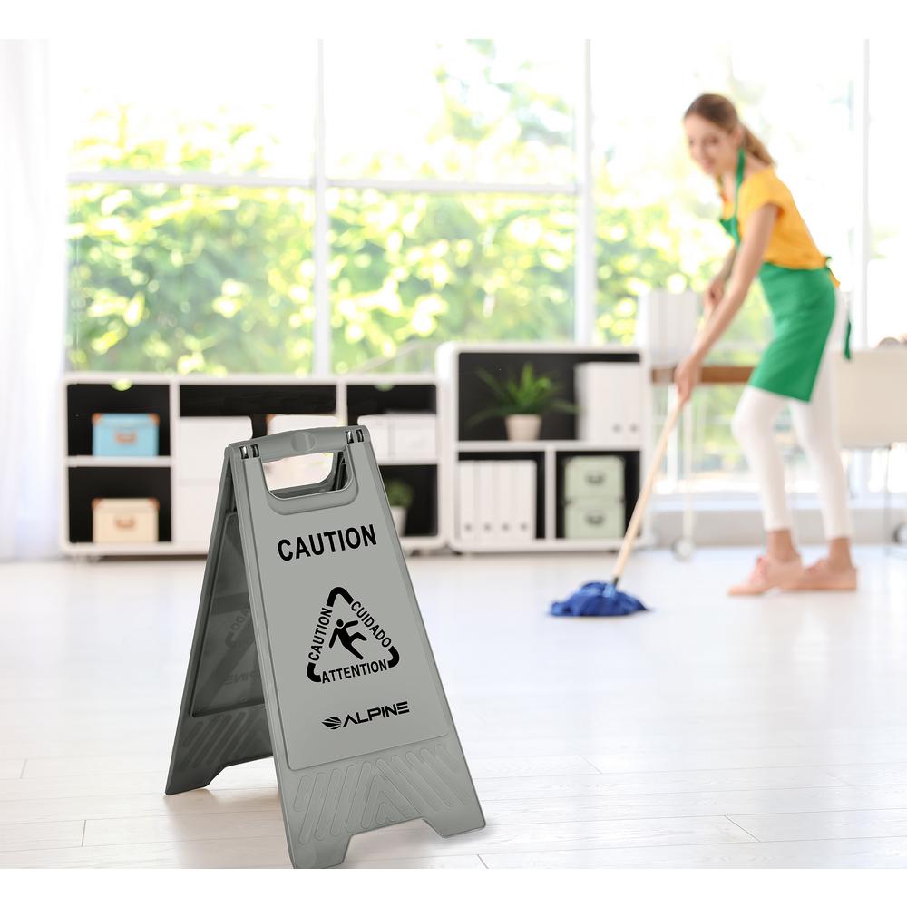 Alpine Industries 24 In Gray Bilingual Caution Wet Floor Sign 499