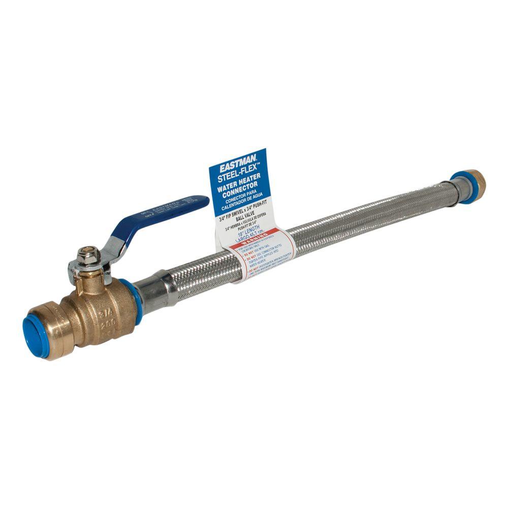 Eastman Steel Flex 18 In X 3 4 Fip Swivel Push Fit Eastman Steel Flex 18 In X 3 4 Fip Swivel Push Fit Ball Valve Flexible Water Heater Connector 48232 The Home Depot