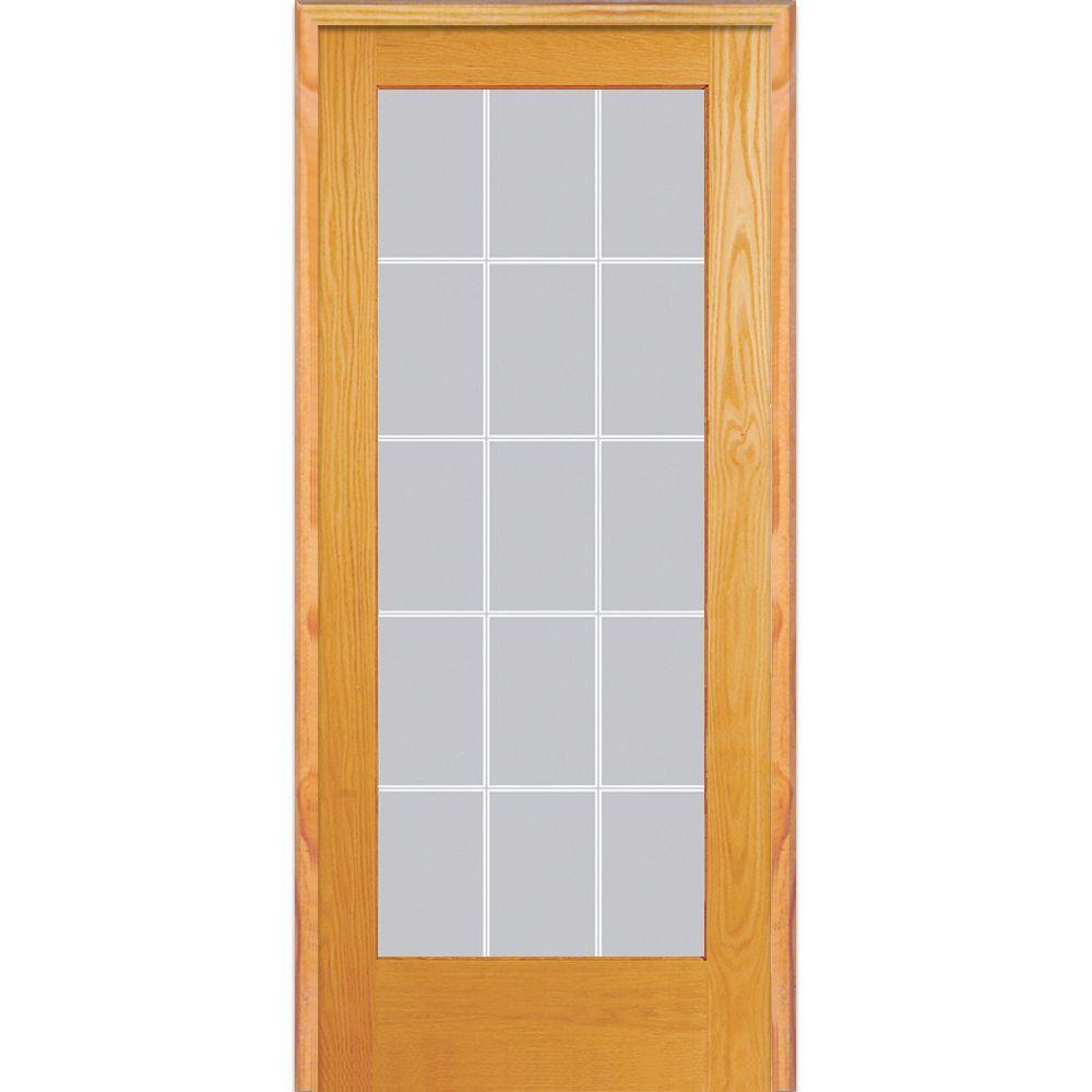 MMI Door 36 in. x 80 in. Right Hand Unfinished Pine Glass 15-Lite Clear ...