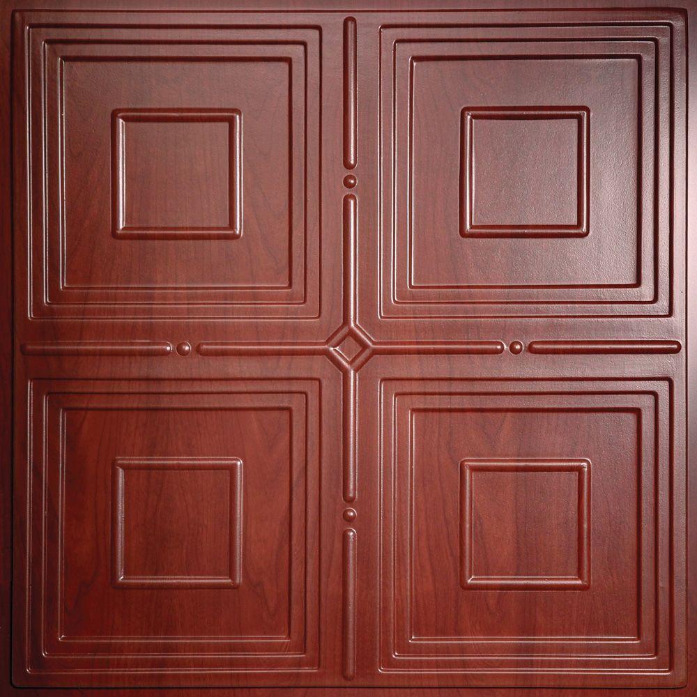 Ceilume Jackson Faux Wood Cherry 2 Ft X 2 Ft Lay In Or Glue Up Ceiling Panel Case Of 6