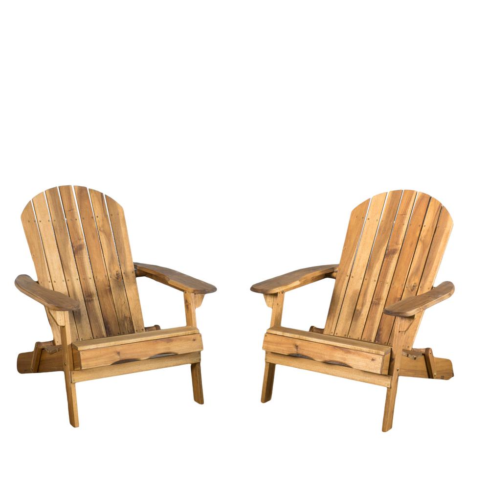 Noble House Obadiah Natural Stained Folding Wood Adirondack Chair