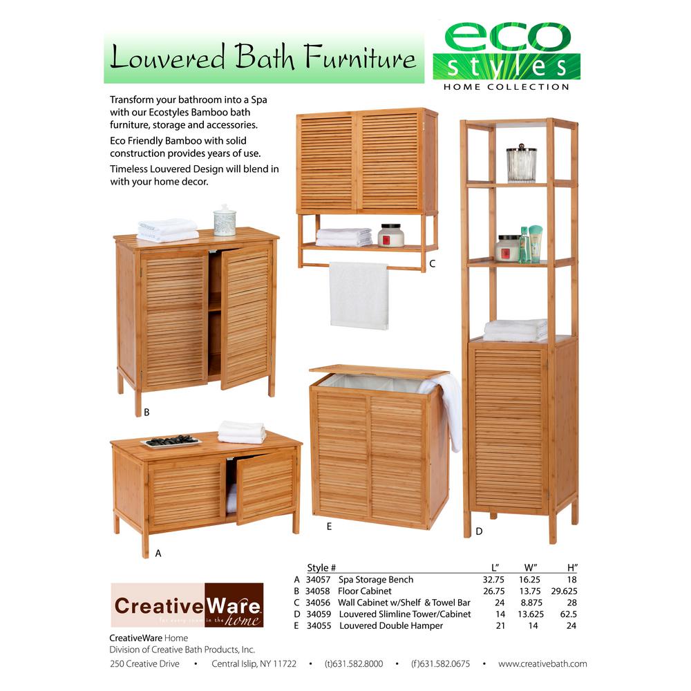 Creativeware Ecostyles Louvered Bamboo Slimline Tower Cabinet