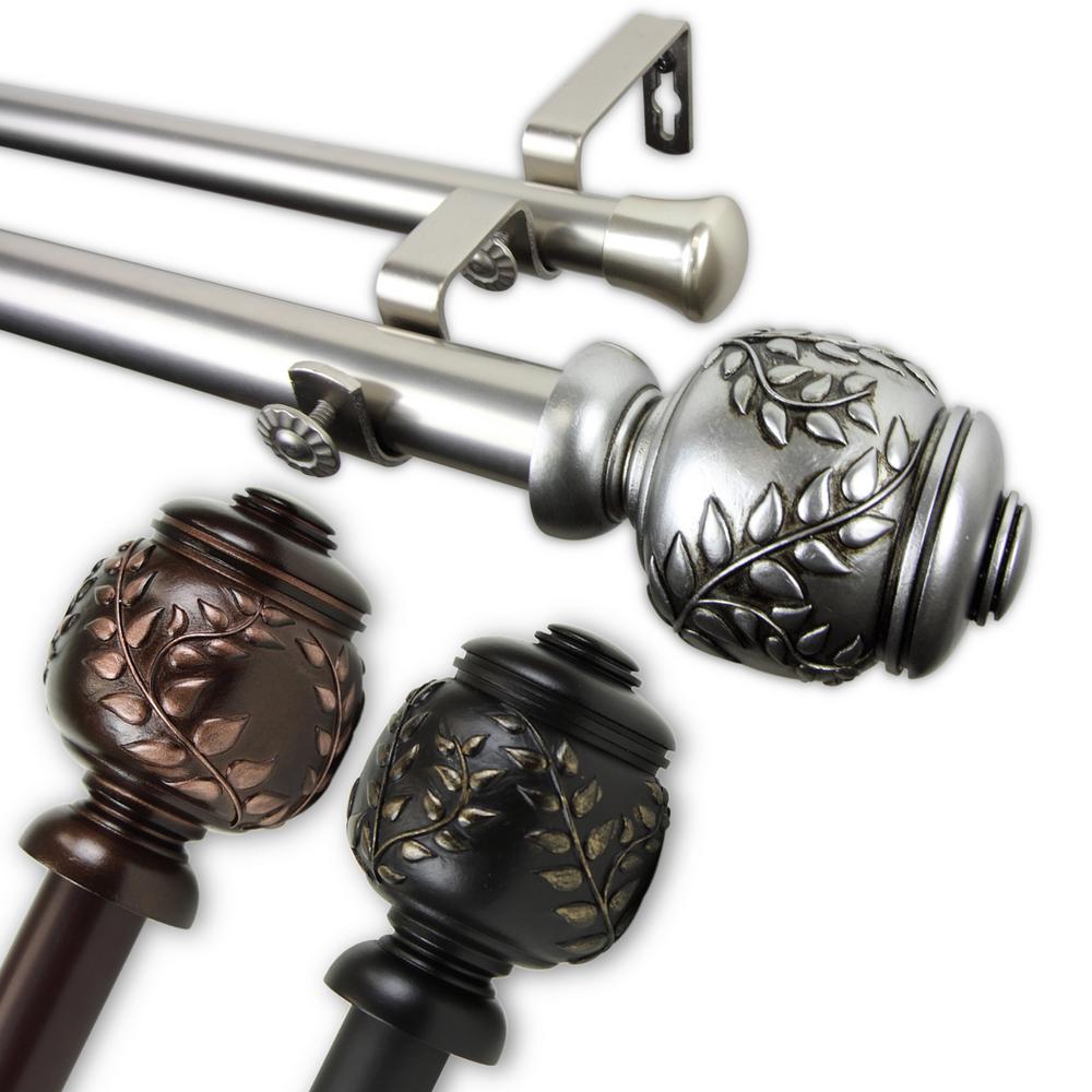 Rod Desyne Frond 1 In Double Curtain Rod 48 In 84 In In Black