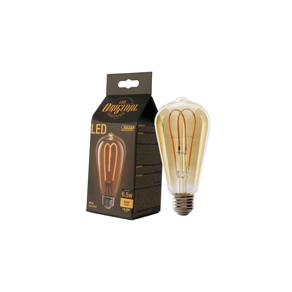 Feit Electric 40w Equiv Soft White St19 Dimmable Led Antique Edison 40w Equiv Soft White St19 Dimmable Led Antique Edison M Type Amber Filament Vintage Style Gl Light Bulb 12 Pack
