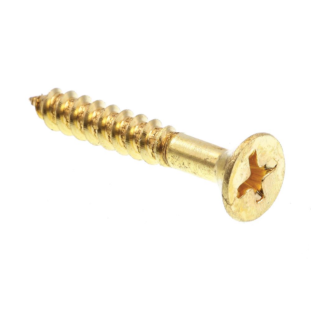 6-18 X 1//2 Slotted Round Wood Screw Brass Package Qty 100