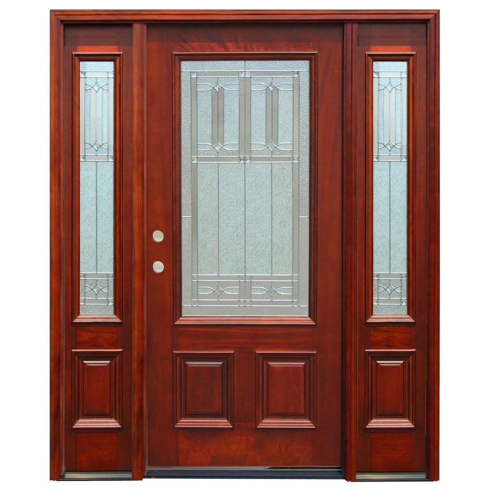 Pacific Entries 68 In X 80 Diablo Traditional 3 4 Lite Stained Mahogany Wood Prehung Front Door With 12 Sidelites Pacific Entries 68 In X 80 Diablo Traditional 3 4 Lite Stained Mahogany Wood Prehung Front Door With 12 Sidelites