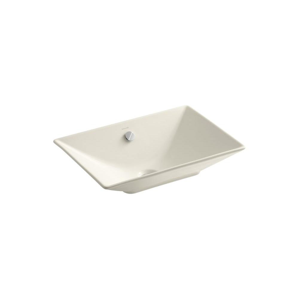 KOHLER Reve Fireclay Vessel Sink in Almond with Overflow DrainK4819