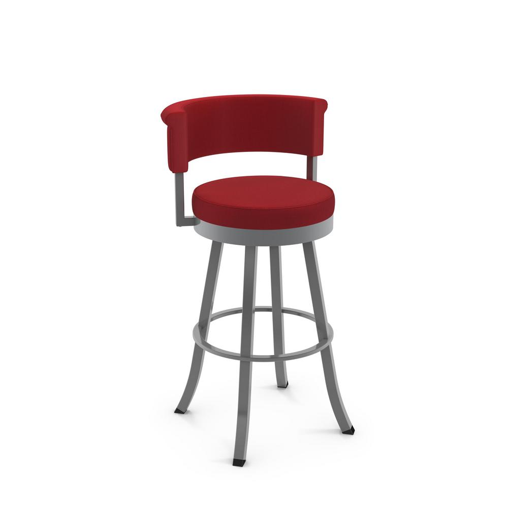 Amisco Americo 30 in. Glossy Grey Metal Red Polyester Barstool-41544-30/24HB - The Home Depot
