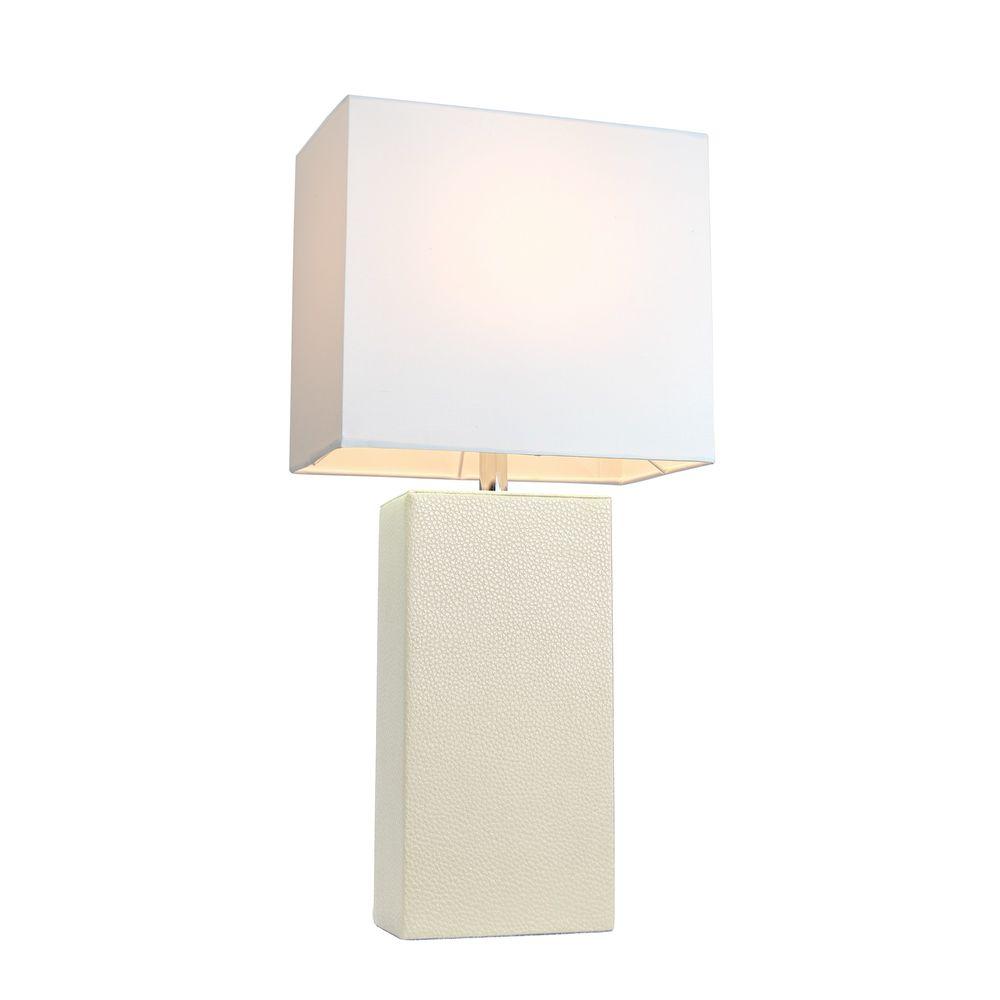 Modern White Leather Table Lamp with 