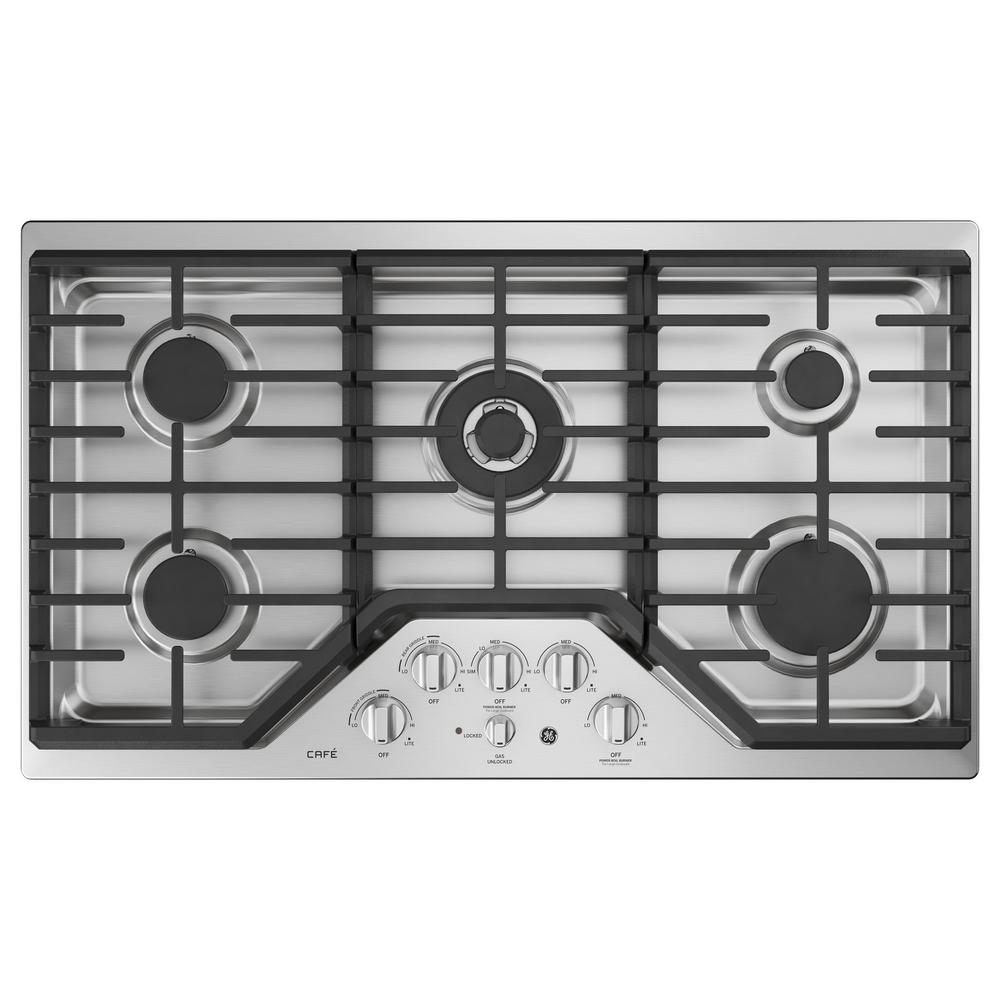 Cafe 36 In Deep Recessed Gas Cooktop In Stainless Steel With 5