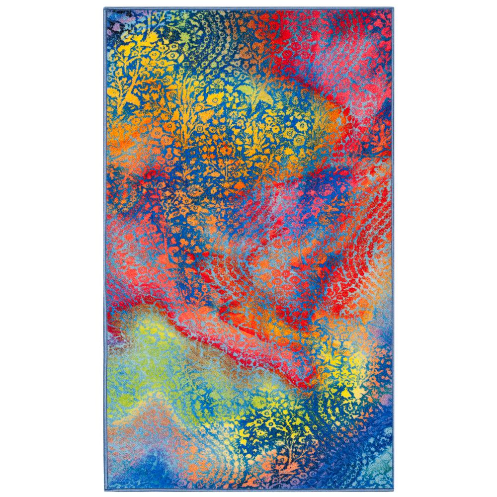 Safavieh Paint Brush Blue/Coral 3 ft. x 5 ft. Area Rug-PTB119B-3 - The