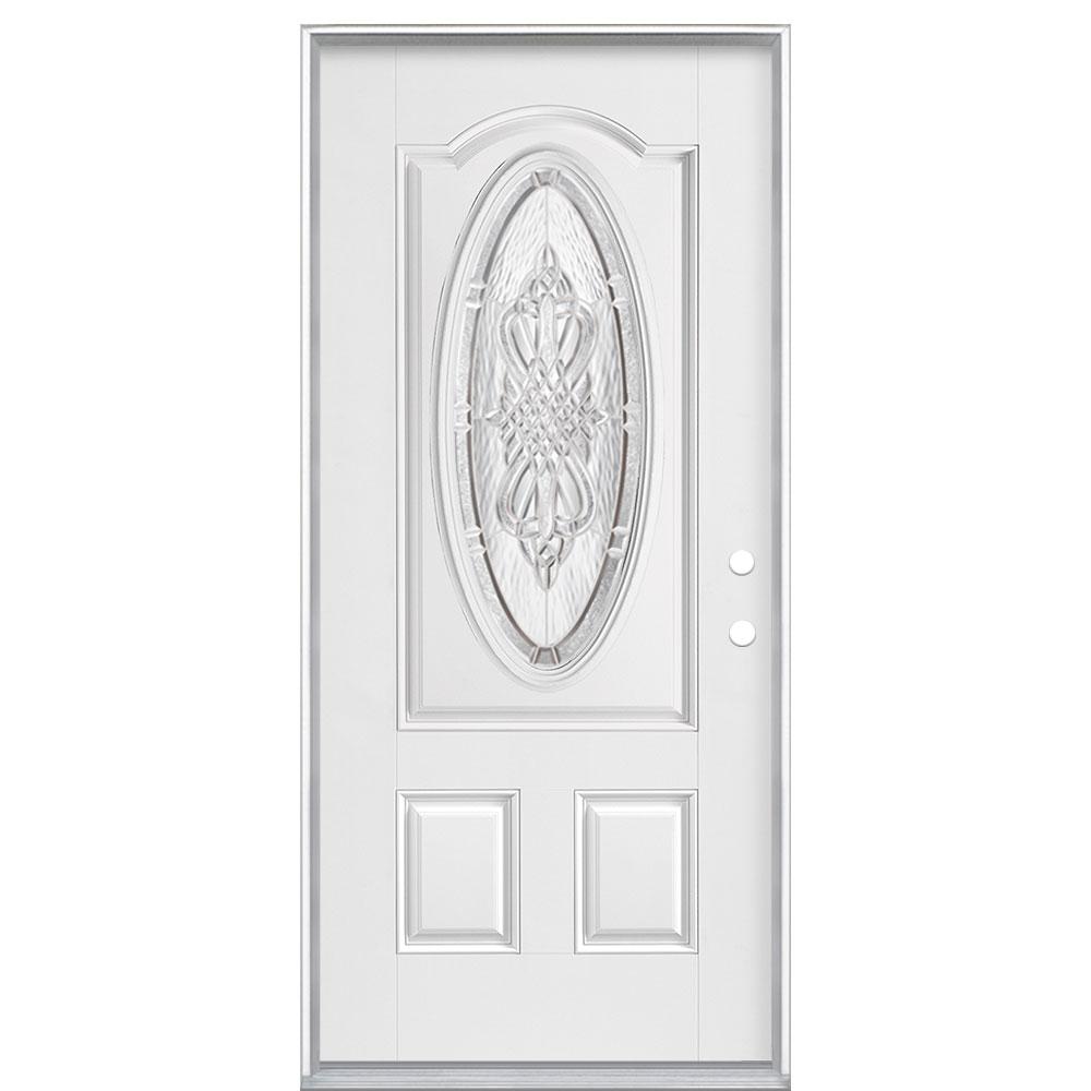 Masonite 36 In X 80 In Providence 3 4 Oval Lite Left Hand