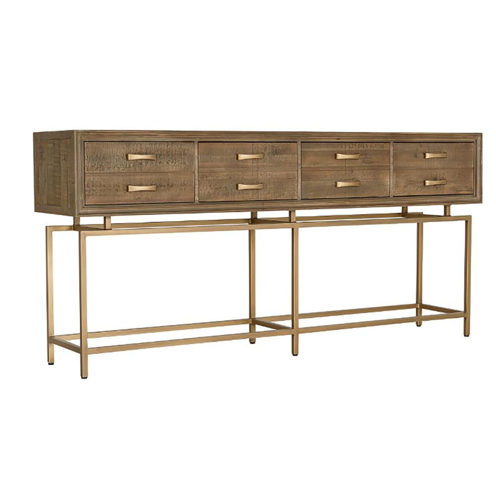 Hepburn Natural Pine Brass Console Table 69005002 The Home Depot