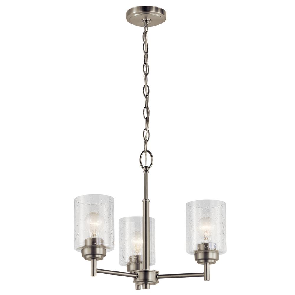 KICHLER Winslow 3Light Brushed Nickel Mini Chandelier with Clear