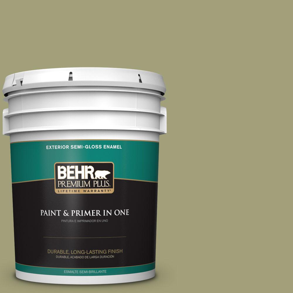 BEHR Premium Plus 5 gal. MQ657 Bermuda Grass SemiGloss Enamel