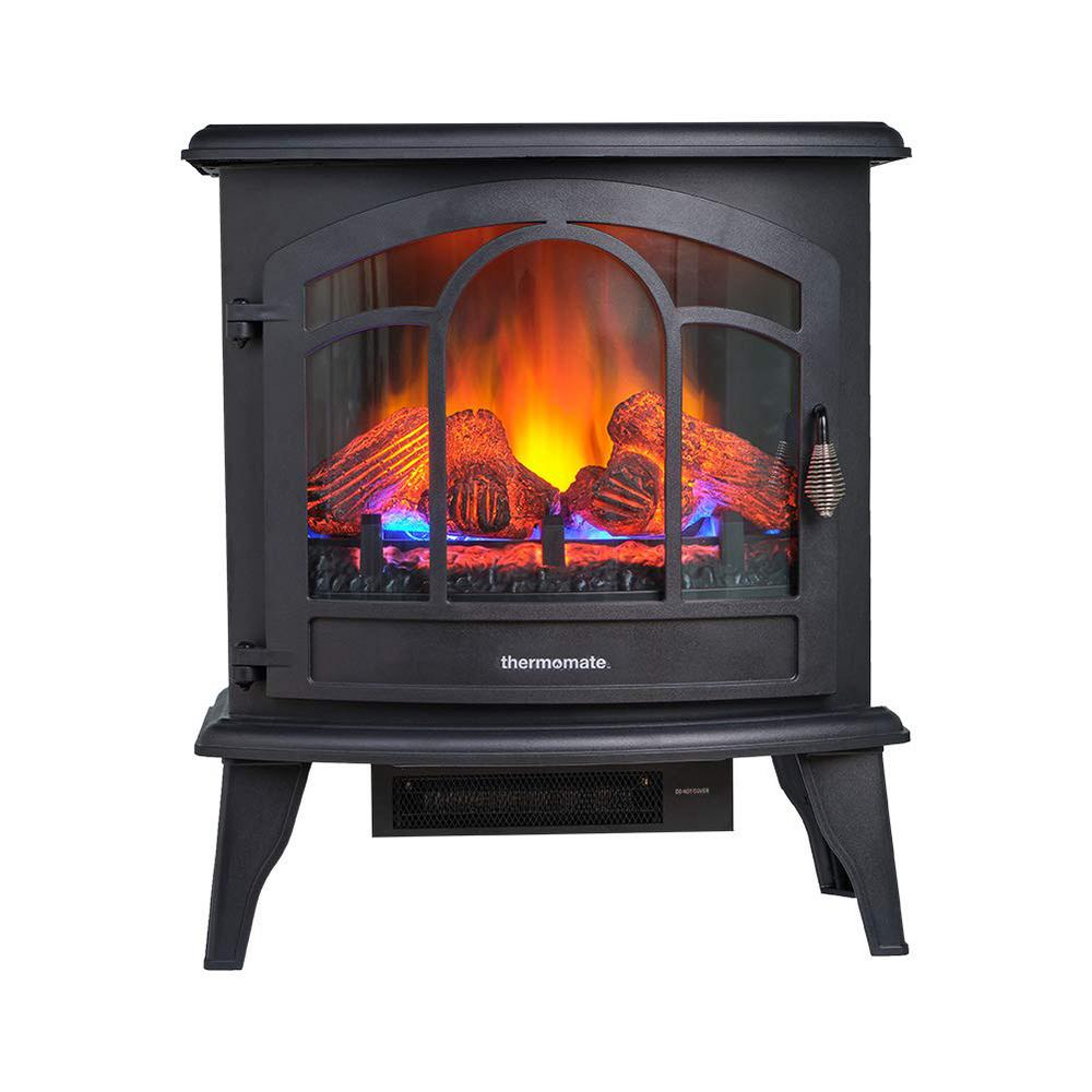 Photo 1 of 20 in. Portable Freestanding Electric Fireplace in Black