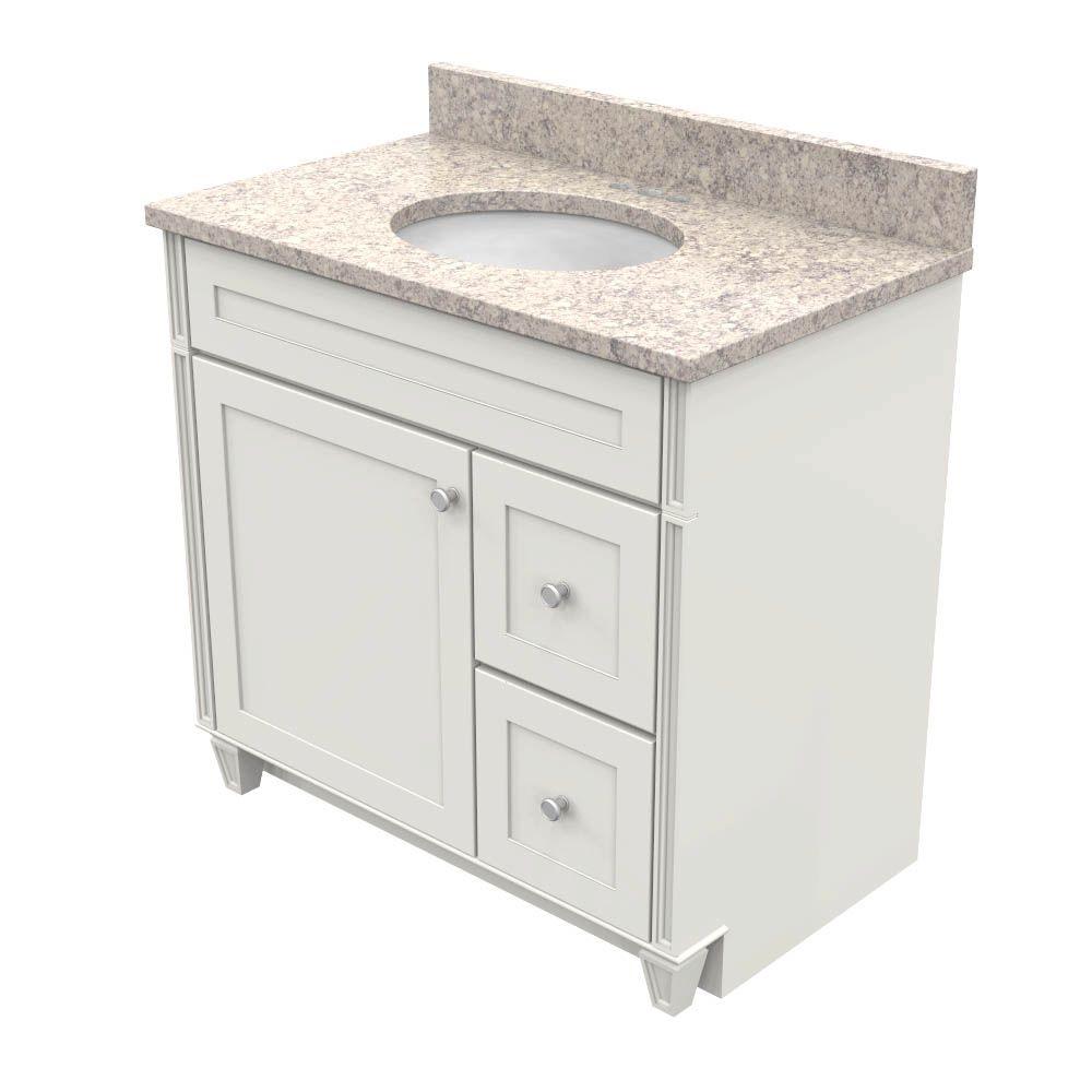 Kraftmaid 36 In Vanity Dove White With Natural Quartz Top Kraftmaid 36 In Vanity Dove White With Natural Quartz Top Shadow Swirl