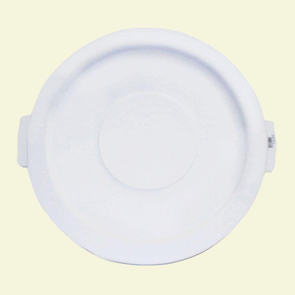 Carlisle Bronco 20 Gal. White Round Trash Can Recycle Lid with 8 in. Hole (6Pack)34102102