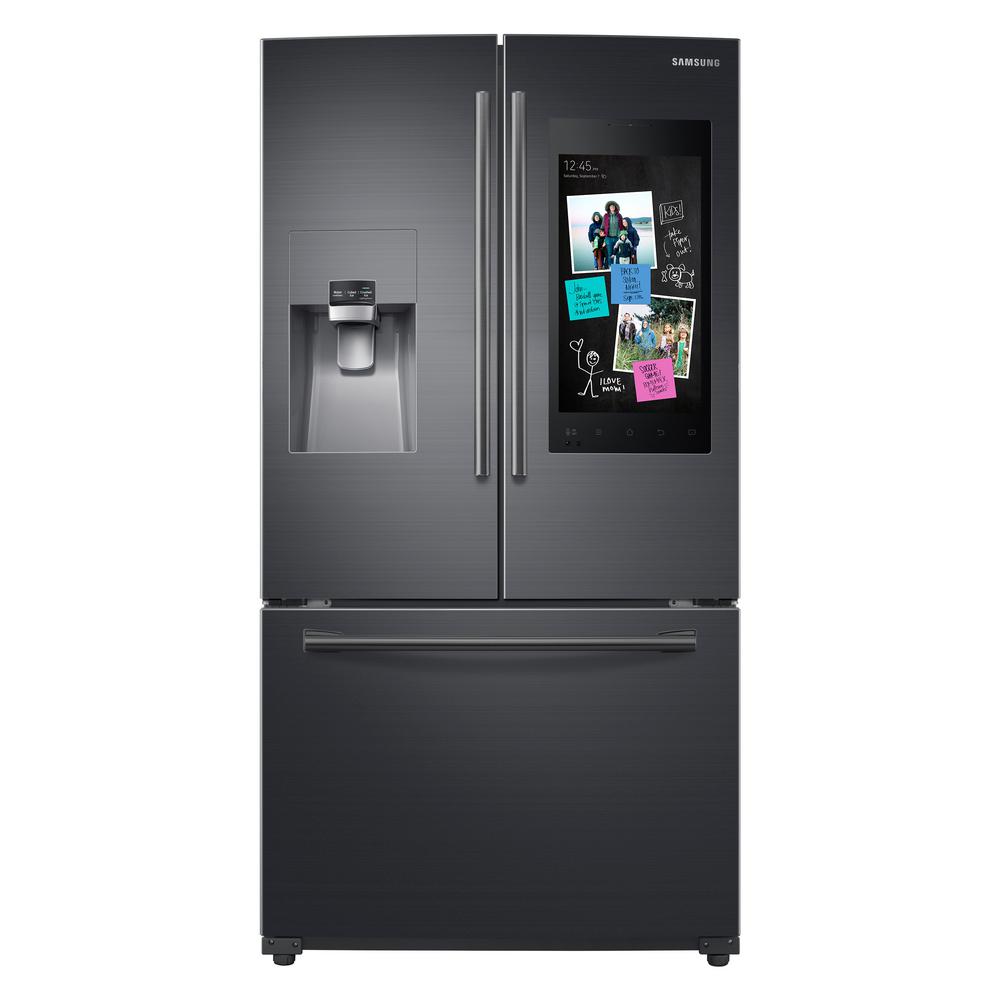Samsung 24.2 cu. ft. Family Hub French Door Smart Refrigerator in Black Stainless